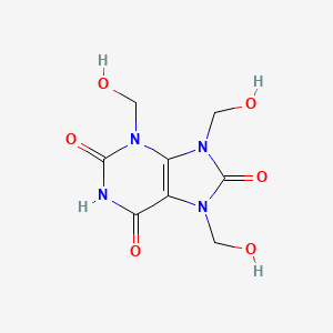 molecular formula C8H10N4O6 B11857613 1H-Purine-2,6,8(3H)-trione, 7,9-dihydrotris(hydroxymethyl)- CAS No. 71042-80-3