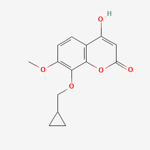 molecular formula C14H14O5 B11857654 8-(Cyclopropylmethoxy)-4-hydroxy-7-methoxy-2H-chromen-2-one 