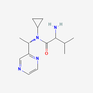 molecular formula C14H22N4O B11857700 2-amino-N-cyclopropyl-3-methyl-N-[(1S)-1-pyrazin-2-ylethyl]butanamide 