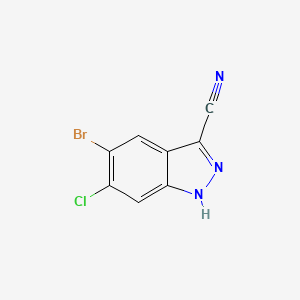 molecular formula C8H3BrClN3 B11857710 5-Bromo-6-chloro-1H-indazole-3-carbonitrile 