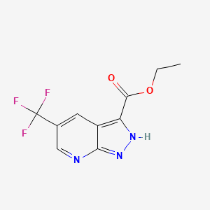 molecular formula C10H8F3N3O2 B11858006 Ethyl 5-(trifluoromethyl)-1H-pyrazolo[3,4-b]pyridine-3-carboxylate 