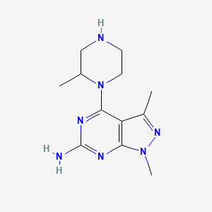 molecular formula C12H19N7 B11858067 1,3-Dimethyl-4-(2-methylpiperazin-1-yl)-1H-pyrazolo[3,4-d]pyrimidin-6-amine 