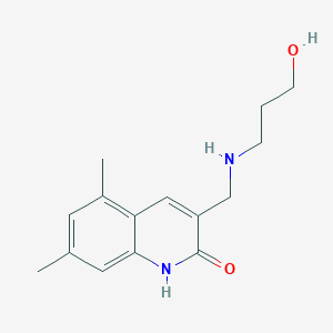 molecular formula C15H20N2O2 B11858126 3-(((3-Hydroxypropyl)amino)methyl)-5,7-dimethylquinolin-2-ol 