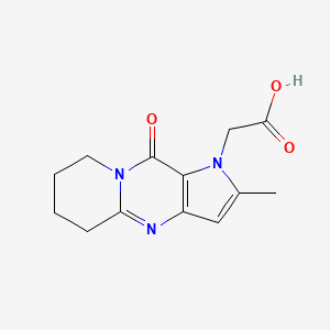 molecular formula C13H15N3O3 B11858162 2-(2-Methyl-10-oxo-5,6,7,8-tetrahydropyrido[1,2-a]pyrrolo[3,2-d]pyrimidin-1(10H)-yl)acetic acid 