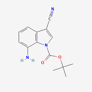 molecular formula C14H15N3O2 B11858405 tert-Butyl 7-amino-3-cyano-1H-indole-1-carboxylate 