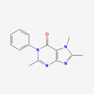 molecular formula C14H14N4O B11858632 2,7,8-Trimethyl-1-phenyl-1H-purin-6(7H)-one CAS No. 83325-09-1