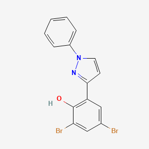 molecular formula C15H10Br2N2O B1185886 2,4-dibromo-6-(1-phenyl-1H-pyrazol-3-yl)phenol 
