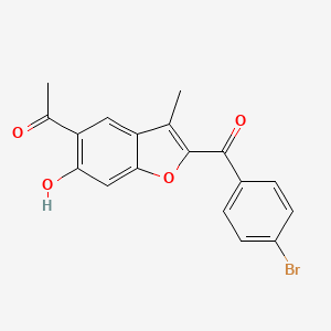molecular formula C18H13BrO4 B1185896 1-[2-(4-Bromobenzoyl)-6-hydroxy-3-methyl-1-benzofuran-5-yl]ethanone 
