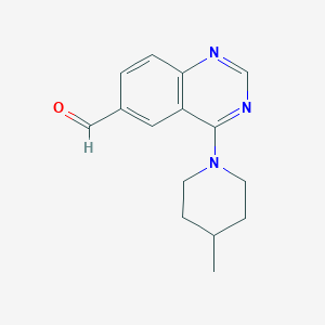 molecular formula C15H17N3O B11859108 4-(4-Methylpiperidin-1-yl)quinazoline-6-carbaldehyde CAS No. 648449-22-3