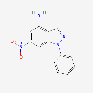 molecular formula C13H10N4O2 B11859522 1H-Indazol-4-amine, 6-nitro-1-phenyl- CAS No. 830320-66-6