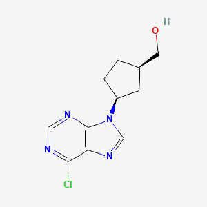 molecular formula C11H13ClN4O B11859586 Cyclopentanemethanol, 3-(6-chloro-9H-purin-9-yl)-, cis- CAS No. 118237-76-6