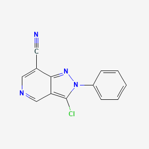 molecular formula C13H7ClN4 B11859609 3-Chloro-2-phenyl-2H-pyrazolo[4,3-c]pyridine-7-carbonitrile CAS No. 62176-75-4