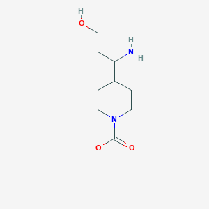 molecular formula C13H26N2O3 B11859666 tert-Butyl 4-(1-amino-3-hydroxypropyl)piperidine-1-carboxylate 