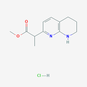 molecular formula C12H17ClN2O2 B11859843 Methyl 2-(5,6,7,8-tetrahydro-1,8-naphthyridin-2-yl)propanoate hydrochloride 