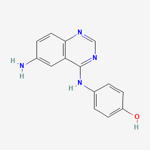 molecular formula C14H12N4O B11860211 4-((6-Aminoquinazolin-4-YL)amino)phenol 