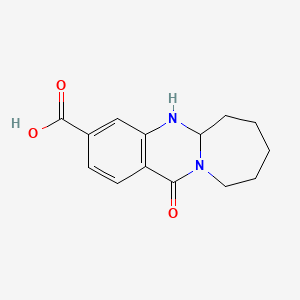 molecular formula C14H16N2O3 B11860360 12-Oxo-5,5a,6,7,8,9,10,12-octahydroazepino[2,1-b]quinazoline-3-carboxylic acid 