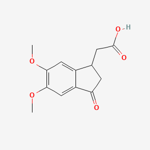 molecular formula C13H14O5 B11860648 (5,6-Dimethoxy-3-oxo-2,3-dihydro-1h-inden-1-yl)acetic acid CAS No. 36286-18-7