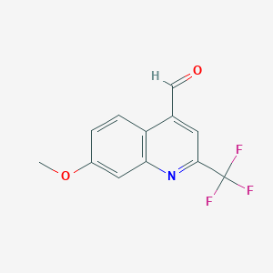 molecular formula C12H8F3NO2 B11860819 7-Methoxy-2-(trifluoromethyl)quinoline-4-carbaldehyde CAS No. 89446-65-1