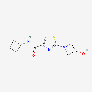 molecular formula C11H15N3O2S B11861215 N-Cyclobutyl-2-(3-hydroxyazetidin-1-yl)thiazole-4-carboxamide 