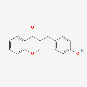 molecular formula C16H14O3 B11861868 4H-1-Benzopyran-4-one, 2,3-dihydro-3-[(4-hydroxyphenyl)methyl]- CAS No. 201424-65-9