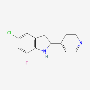 molecular formula C13H10ClFN2 B11862769 5-Chloro-7-fluoro-2-(pyridin-4-yl)indoline 