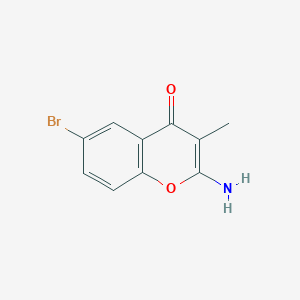 molecular formula C10H8BrNO2 B11863684 2-Amino-6-bromo-3-methyl-4H-chromen-4-one 