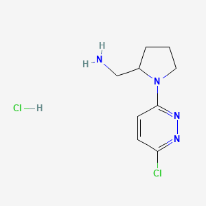 molecular formula C9H14Cl2N4 B11863821 (1-(6-Chloropyridazin-3-yl)pyrrolidin-2-yl)methanamine hydrochloride 