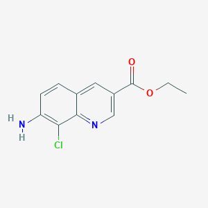 molecular formula C12H11ClN2O2 B11863939 Ethyl 7-amino-8-chloroquinoline-3-carboxylate 