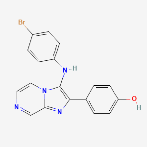 molecular formula C18H13BrN4O B1186572 4-[3-(4-Bromoanilino)imidazo[1,2-a]pyrazin-2-yl]phenol 