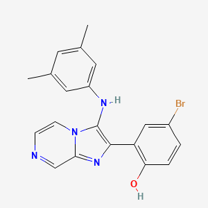 molecular formula C20H17BrN4O B1186573 4-Bromo-2-[3-(3,5-dimethylanilino)imidazo[1,2-a]pyrazin-2-yl]phenol 