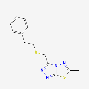 molecular formula C13H14N4S2 B1186651 6-Methyl-3-{[(2-phenylethyl)sulfanyl]methyl}[1,2,4]triazolo[3,4-b][1,3,4]thiadiazole 