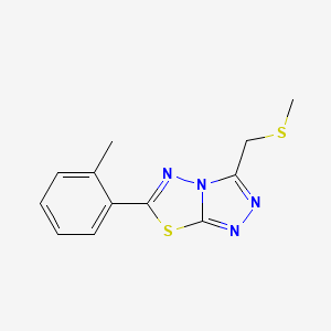 molecular formula C12H12N4S2 B1186659 6-(2-Methylphenyl)-3-[(methylsulfanyl)methyl][1,2,4]triazolo[3,4-b][1,3,4]thiadiazole 