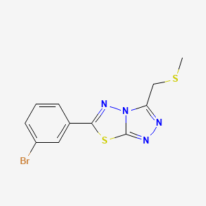 molecular formula C11H9BrN4S2 B1186660 6-(3-Bromophenyl)-3-[(methylsulfanyl)methyl][1,2,4]triazolo[3,4-b][1,3,4]thiadiazole 