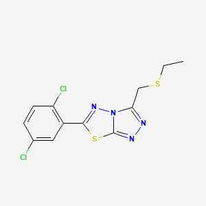 molecular formula C12H10Cl2N4S2 B1186691 6-(2,5-Dichlorophenyl)-3-[(ethylsulfanyl)methyl][1,2,4]triazolo[3,4-b][1,3,4]thiadiazole 