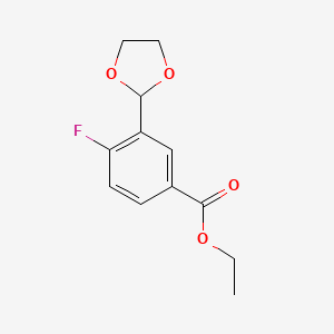 molecular formula C12H13FO4 B11867384 Ethyl 3-(1,3-dioxolan-2-yl)-4-fluorobenzoate 