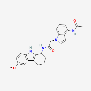 molecular formula C25H26N4O3 B1186750 2-[4-(acetylamino)-1H-indol-1-yl]-N-(6-methoxy-2,3,4,9-tetrahydro-1H-carbazol-1-yl)acetamide 