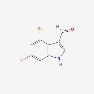 molecular formula C9H5BrFNO B11867539 4-Bromo-6-fluoro-1H-indole-3-carbaldehyde 