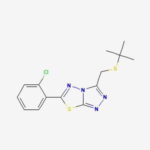 molecular formula C14H15ClN4S2 B1186816 3-[(Tert-butylsulfanyl)methyl]-6-(2-chlorophenyl)[1,2,4]triazolo[3,4-b][1,3,4]thiadiazole 