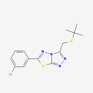 molecular formula C14H15ClN4S2 B1186817 3-[(Tert-butylsulfanyl)methyl]-6-(3-chlorophenyl)[1,2,4]triazolo[3,4-b][1,3,4]thiadiazole 