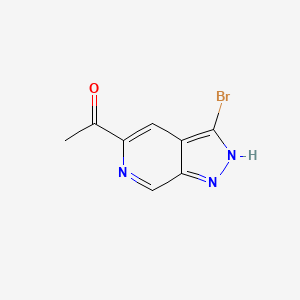 molecular formula C8H6BrN3O B11869238 1-(3-Bromo-1H-pyrazolo[3,4-c]pyridin-5-yl)ethanone 