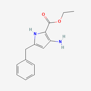 molecular formula C14H16N2O2 B11869251 Ethyl 3-amino-5-benzyl-1H-pyrrole-2-carboxylate CAS No. 1072097-27-8