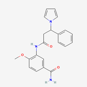 molecular formula C21H21N3O3 B1186950 4-methoxy-3-{[3-phenyl-3-(1H-pyrrol-1-yl)propanoyl]amino}benzamide 