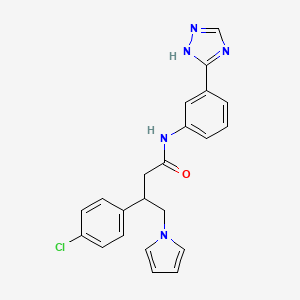 molecular formula C22H20ClN5O B1186952 3-(4-chlorophenyl)-4-(1H-pyrrol-1-yl)-N-[3-(1H-1,2,4-triazol-3-yl)phenyl]butanamide 