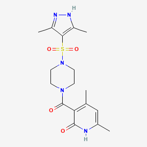 molecular formula C17H23N5O4S B1186968 {4-[(3,5-dimethyl-1H-pyrazol-4-yl)sulfonyl]piperazin-1-yl}(2-hydroxy-4,6-dimethylpyridin-3-yl)methanone 