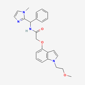 molecular formula C24H26N4O3 B1187022 2-{[1-(2-methoxyethyl)-1H-indol-4-yl]oxy}-N-[(1-methyl-1H-imidazol-2-yl)(phenyl)methyl]acetamide 