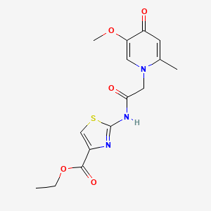 molecular formula C15H17N3O5S B1187031 ethyl 2-{[(5-methoxy-2-methyl-4-oxopyridin-1(4H)-yl)acetyl]amino}-1,3-thiazole-4-carboxylate 