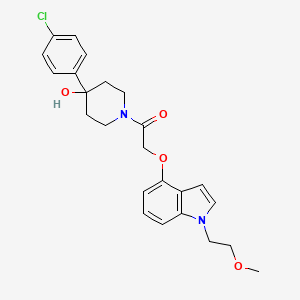 molecular formula C24H27ClN2O4 B1187032 1-[4-(4-chlorophenyl)-4-hydroxypiperidin-1-yl]-2-{[1-(2-methoxyethyl)-1H-indol-4-yl]oxy}ethanone 