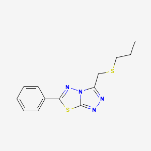 molecular formula C13H14N4S2 B1187054 6-Phenyl-3-[(propylsulfanyl)methyl][1,2,4]triazolo[3,4-b][1,3,4]thiadiazole 