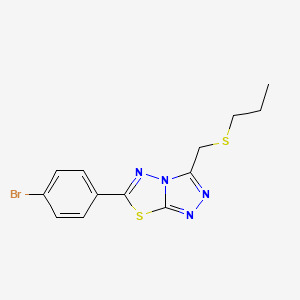 molecular formula C13H13BrN4S2 B1187064 6-(4-Bromophenyl)-3-[(propylsulfanyl)methyl][1,2,4]triazolo[3,4-b][1,3,4]thiadiazole 