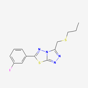 molecular formula C13H13IN4S2 B1187072 6-(3-Iodophenyl)-3-[(propylsulfanyl)methyl][1,2,4]triazolo[3,4-b][1,3,4]thiadiazole 